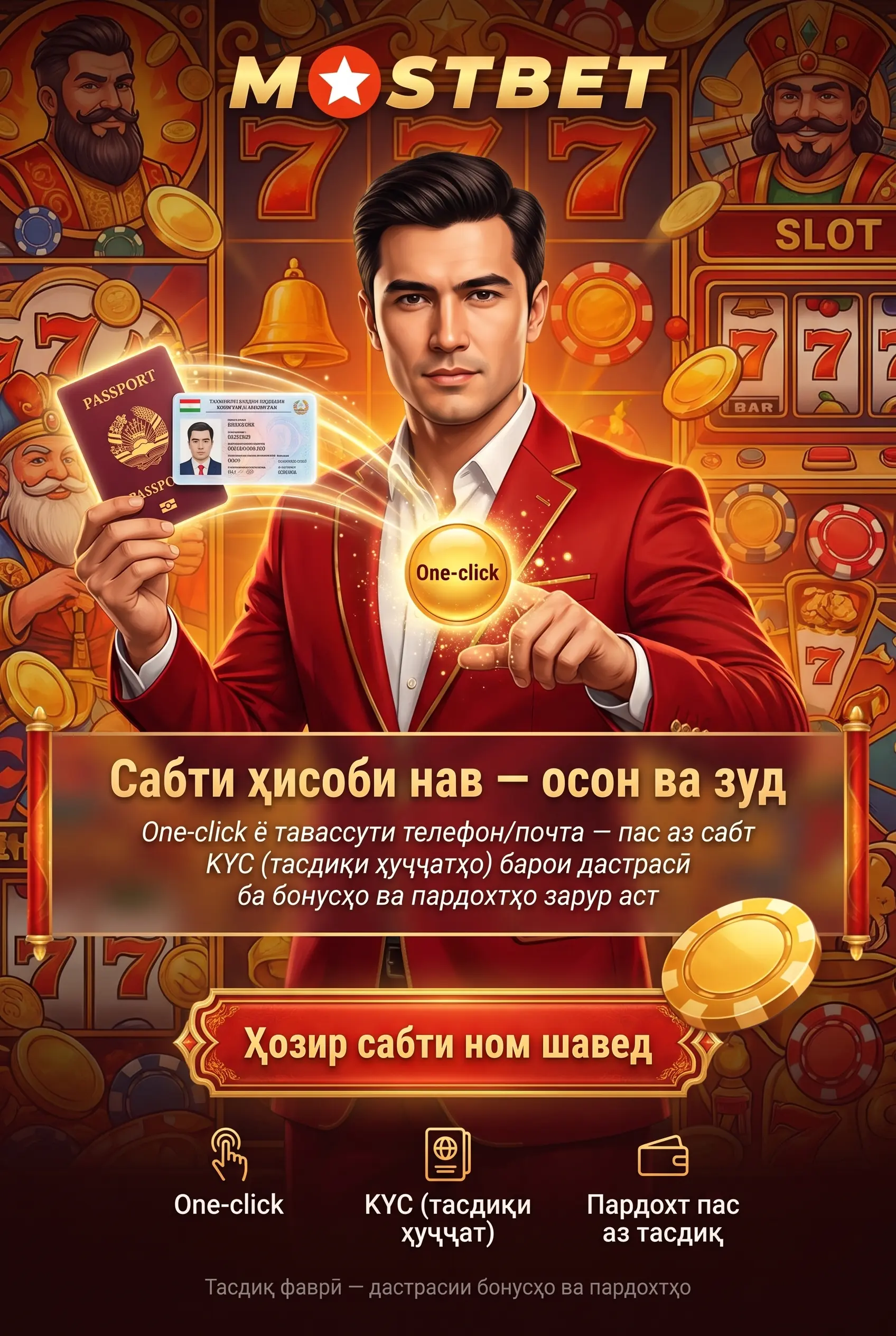 Сабти ҳисоби нав дар Mostbet