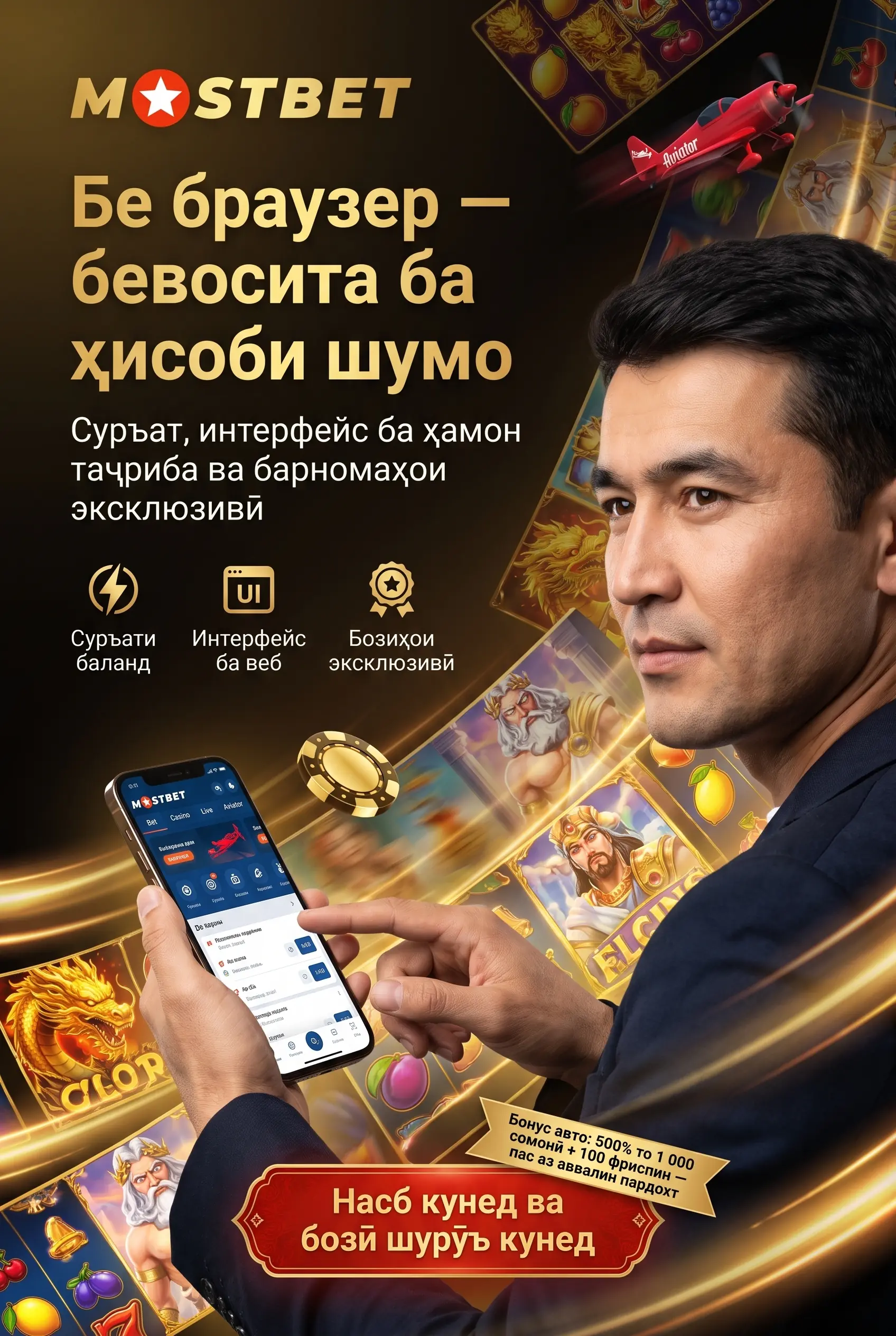 Хусусиятҳои барномаи Mostbet